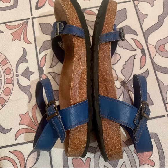 Vegan Leather Birks Sandals Cork 7.5/8 Blue - Picture 7 of 10